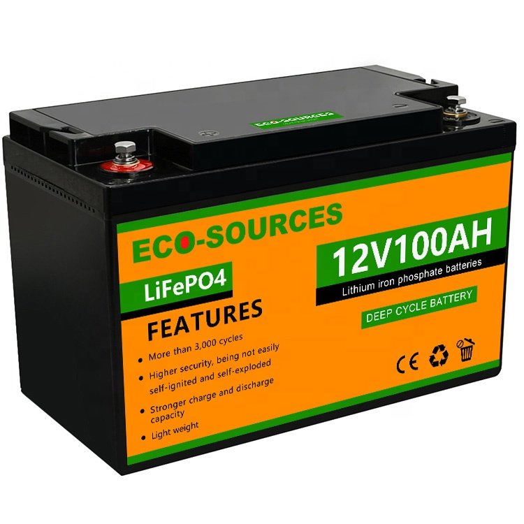 Eco-worthy High Quality Deep Cycle 12V 100AH Energy Storage Battery RV Yacht Boat Solar Battery Lifepo4 Lithium Battery
