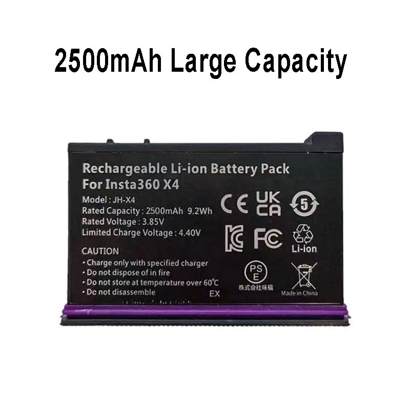 Action Sports Camera Accessory Battery+Charger kit 3.85V 2500mAh Replacement Li-ion Battery for Insta360 X4 Camera