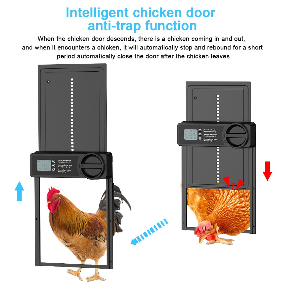 2024 newst Chicken coop Anti-Pinch door battery Operated with LCD display Chicken coop door