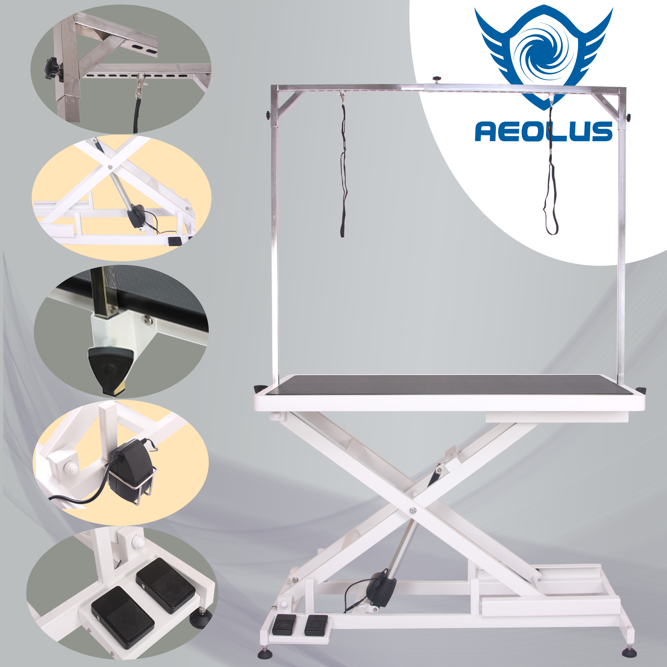 Aeolus Electric Pet Grooming Table economic Grooming Double Arm foot control Height Adjustable pet shop Dog Table