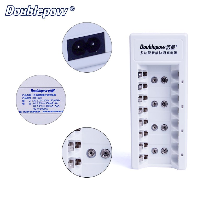 Doublepow K08 Fast Charger 9V 1.2V Rechargeable Battery Accessories 1.2V AA AAA Nicd Nimh battery charger for Camera Users