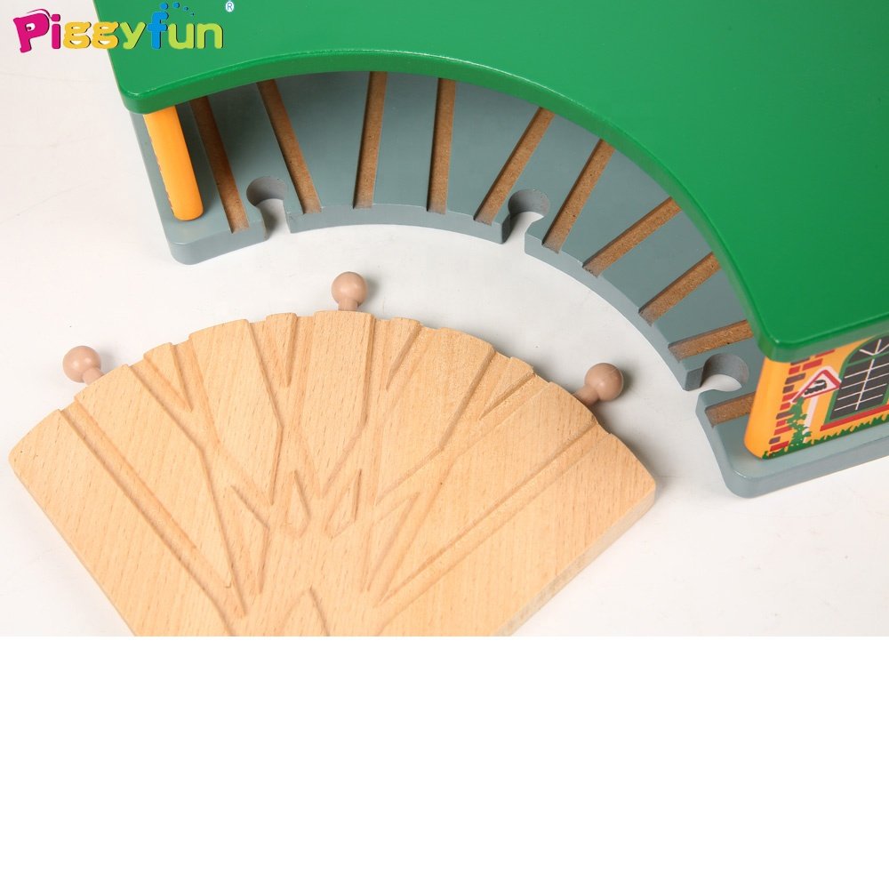 Popular Preschool wooden parking garage toy set for kids train set accessories AT11196