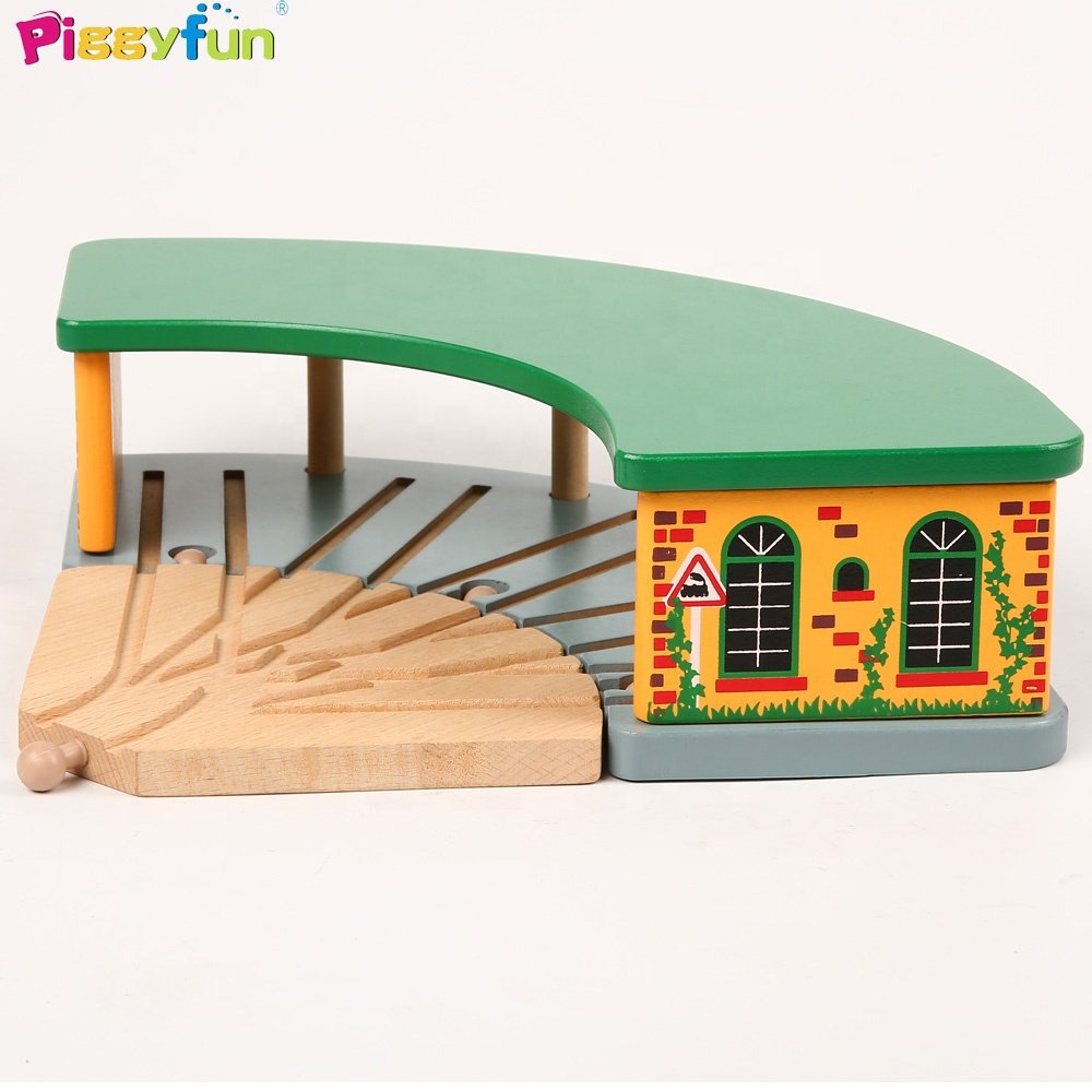 Popular Preschool wooden parking garage toy set for kids train set accessories AT11196