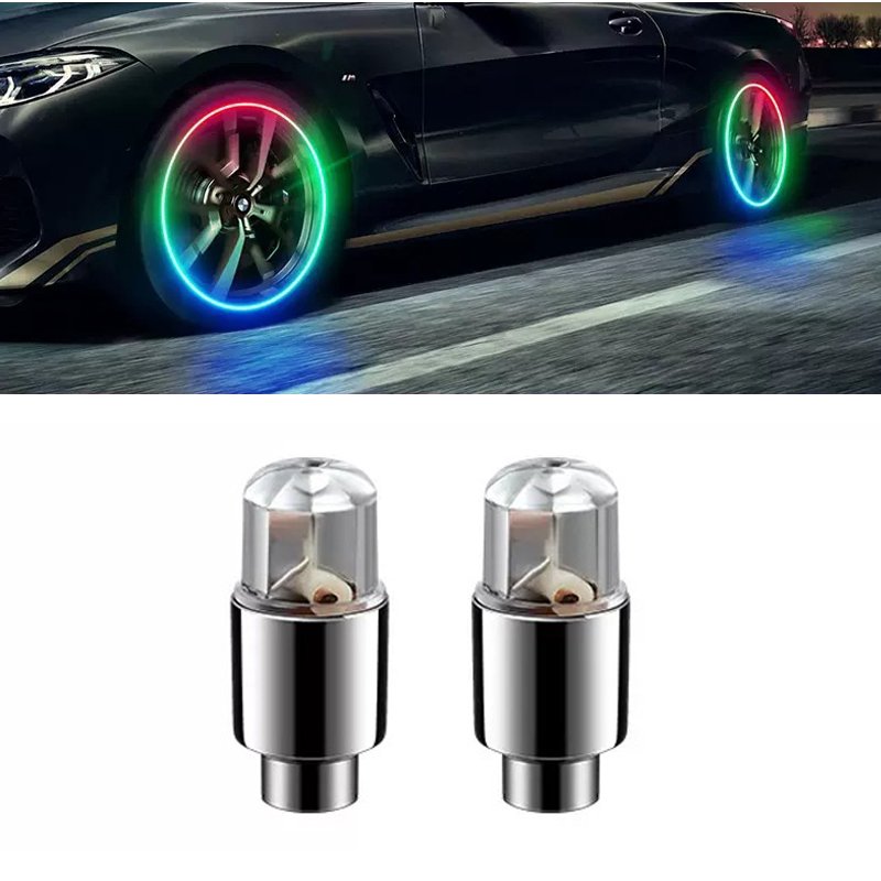 Car Led Lights Wheel Tire Valve Cycling Lantern Hub Tyre Lamp Car Tire Decoration Accessories