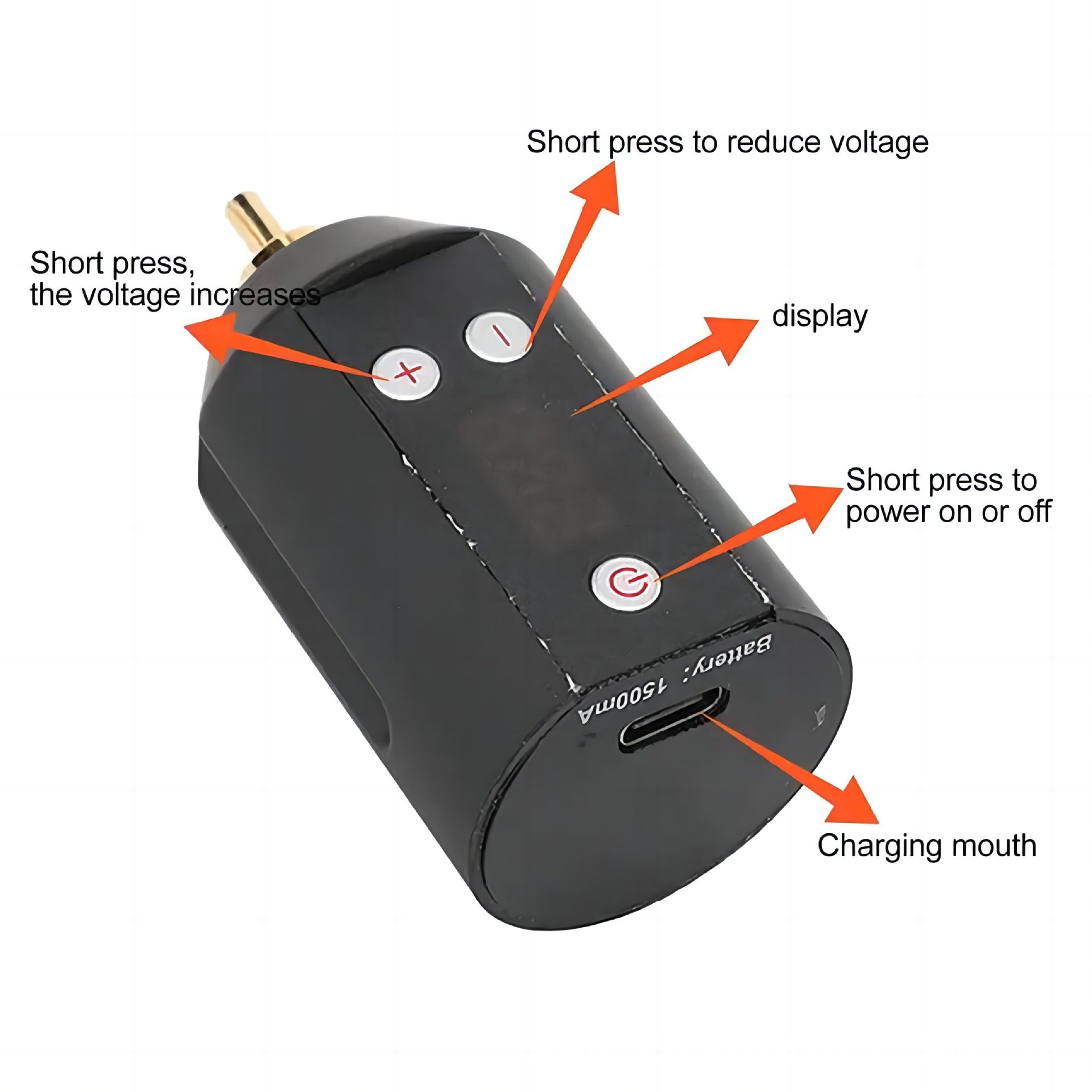 Tattoo Power Supply Short Battery Machine Pen Accessories 1500 Mah Type C Grip rca dc Wireless Use Gun Kit