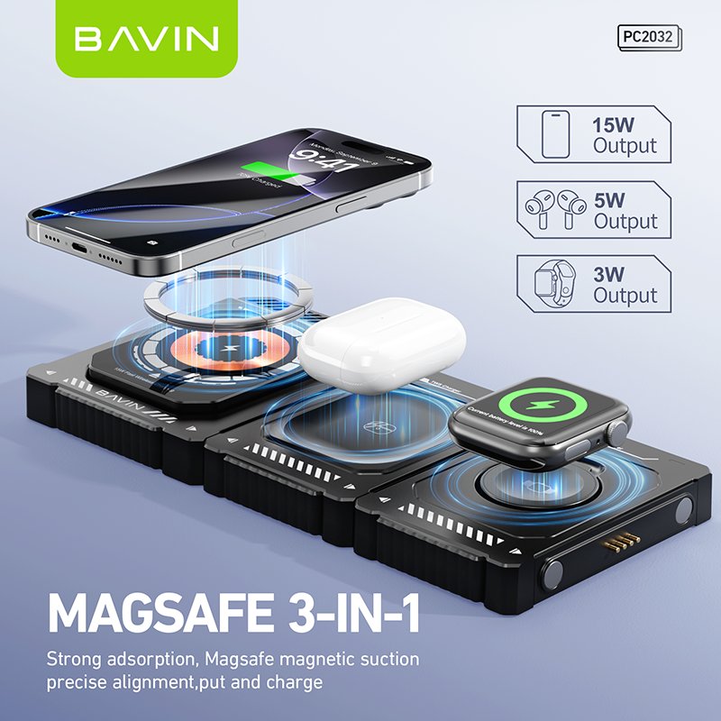 BAVIN PC2032 15W portable mobile phone universal wireless charging fast smart wireless Charger