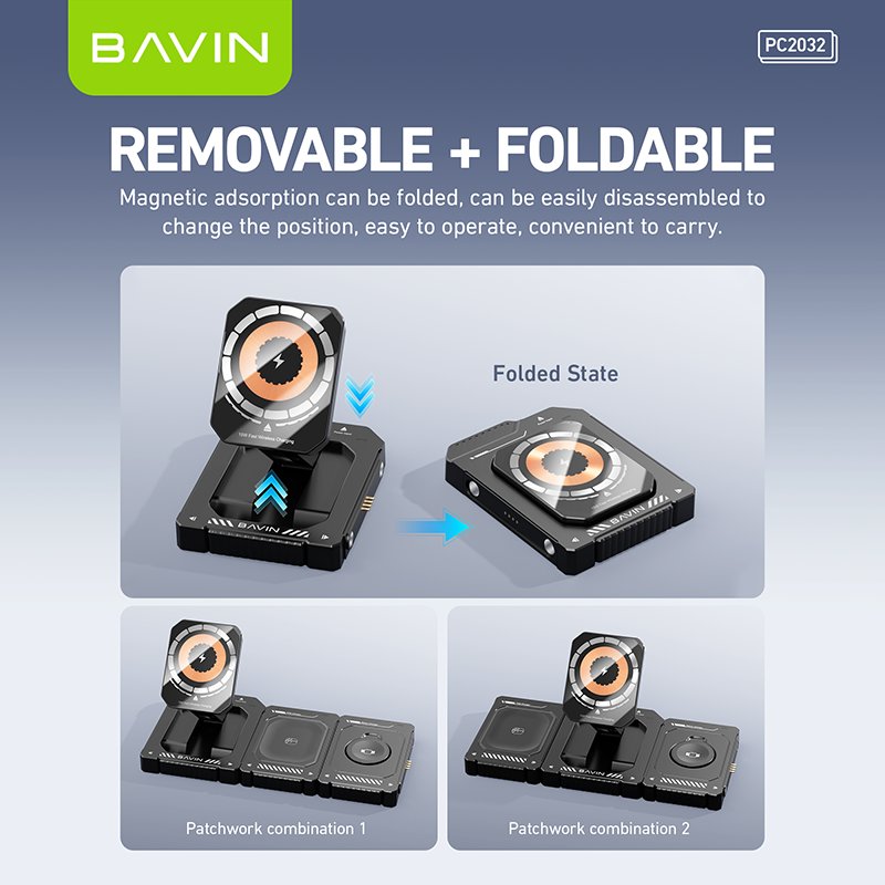 BAVIN PC2032 15W portable mobile phone universal wireless charging fast smart wireless Charger