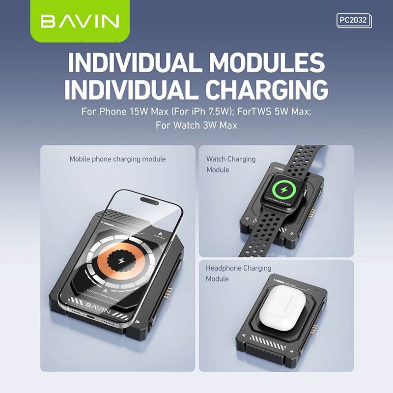 BAVIN PC2032 15W portable mobile phone universal wireless charging fast smart wireless Charger