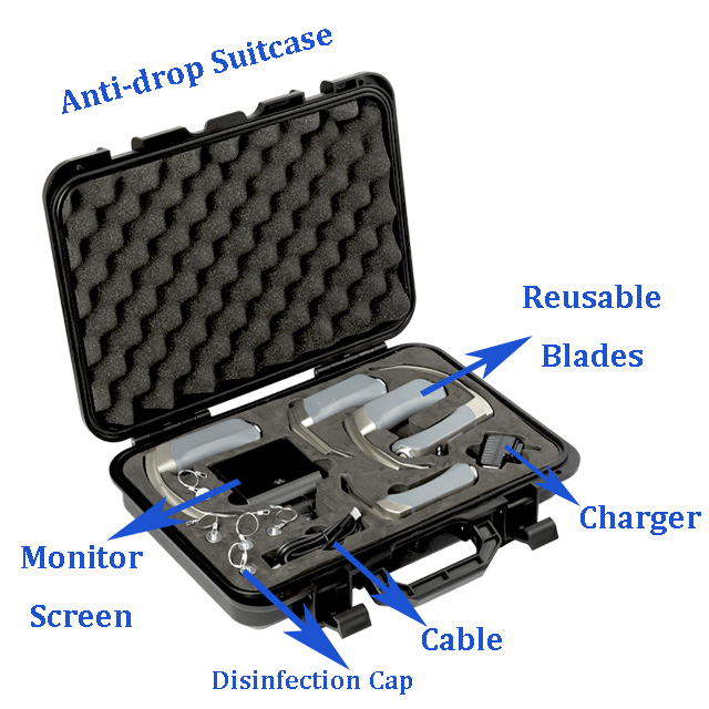 Haiye Handheld Video Laryngoscope Mcgrath alike Video Laryngoscope Set Portable HD VideoLaryngoscope with 4 blades
