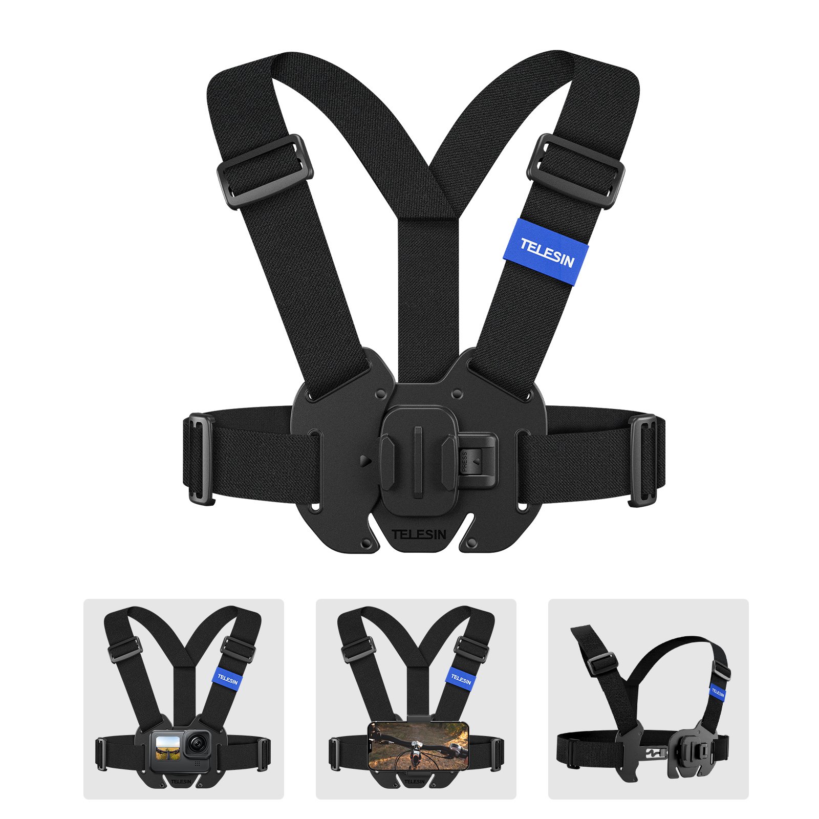 Telesin Hot Sell Action Camera accessories for Gopro 13 12 11 10 9 Adjustable High Elastic Density Harness Chest Strap Mount