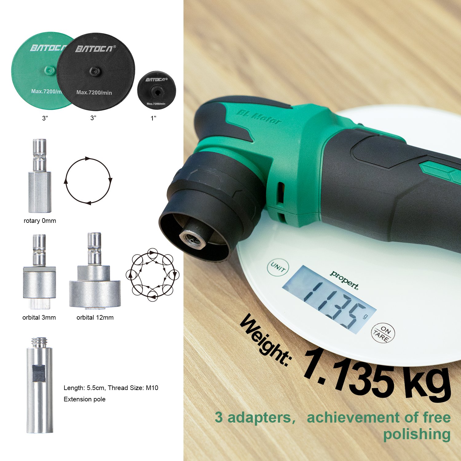 Customized 1-3 inch mini nano orbital rotary polisher 12 V 2.5 Ah cordless nano Dual Action Rotary Cordless Battery polisher