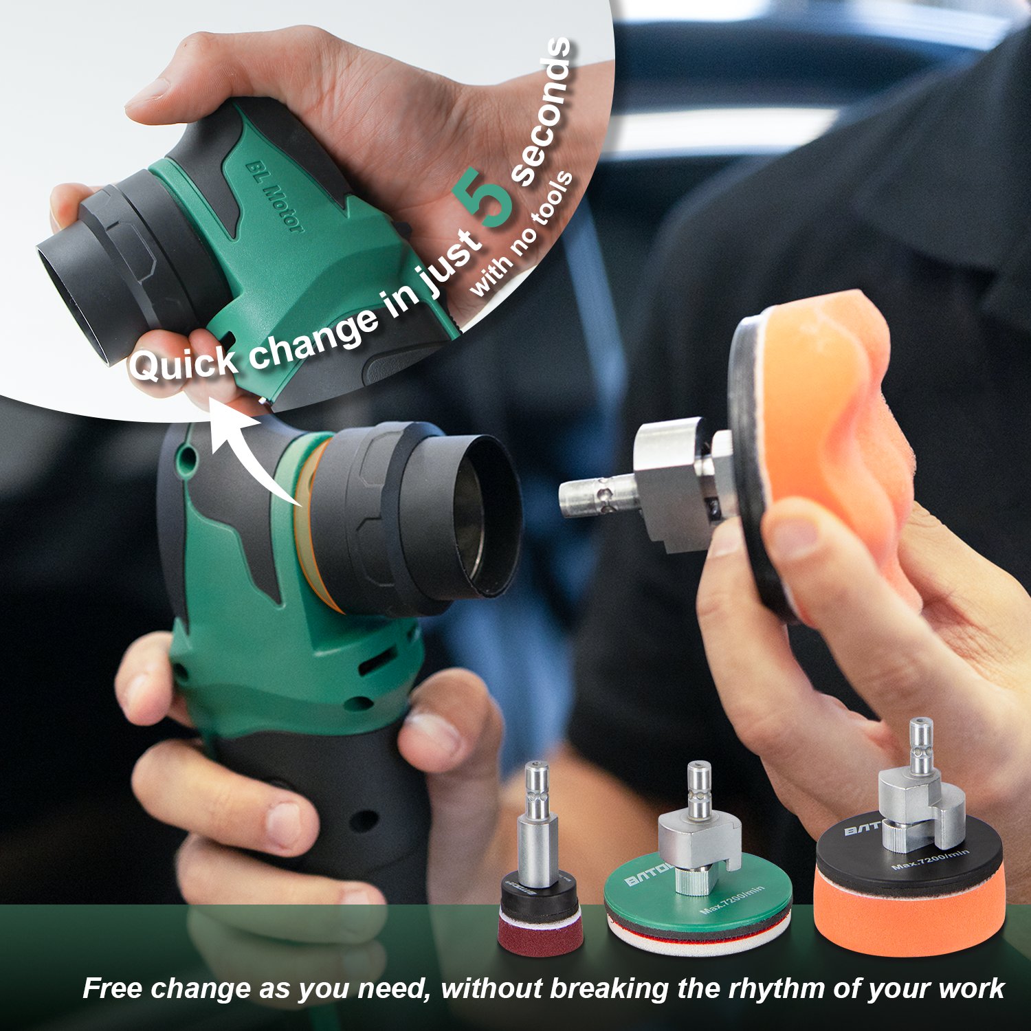 Customized 1-3 inch mini nano orbital rotary polisher 12 V 2.5 Ah cordless nano Dual Action Rotary Cordless Battery polisher