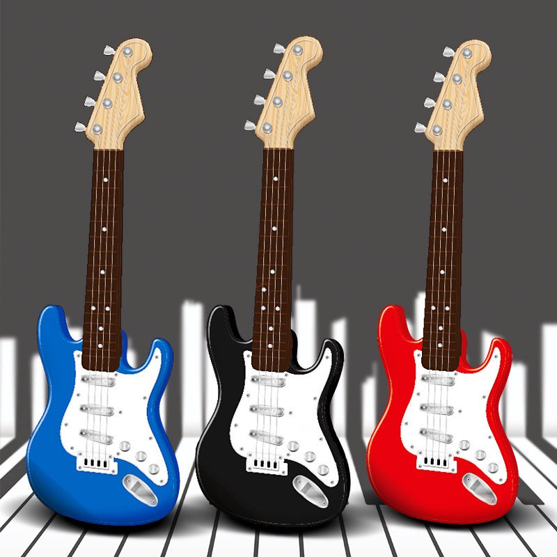 Children's Rock Electric Guitar Toys Multi functional Musical Instruments With Light Can Play Strings Electric Guitar toy music