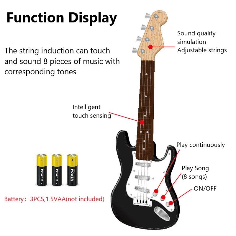 Children's Rock Electric Guitar Toys Multi functional Musical Instruments With Light Can Play Strings Electric Guitar toy music