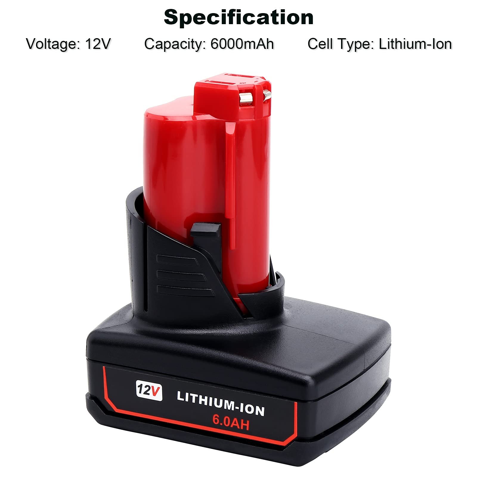 Milwaukee M12 battery 2Ah 6Ah Power Tools Battery Replacement for Milwaukee Electric Drill M12 48-11-2401 48-11-2420