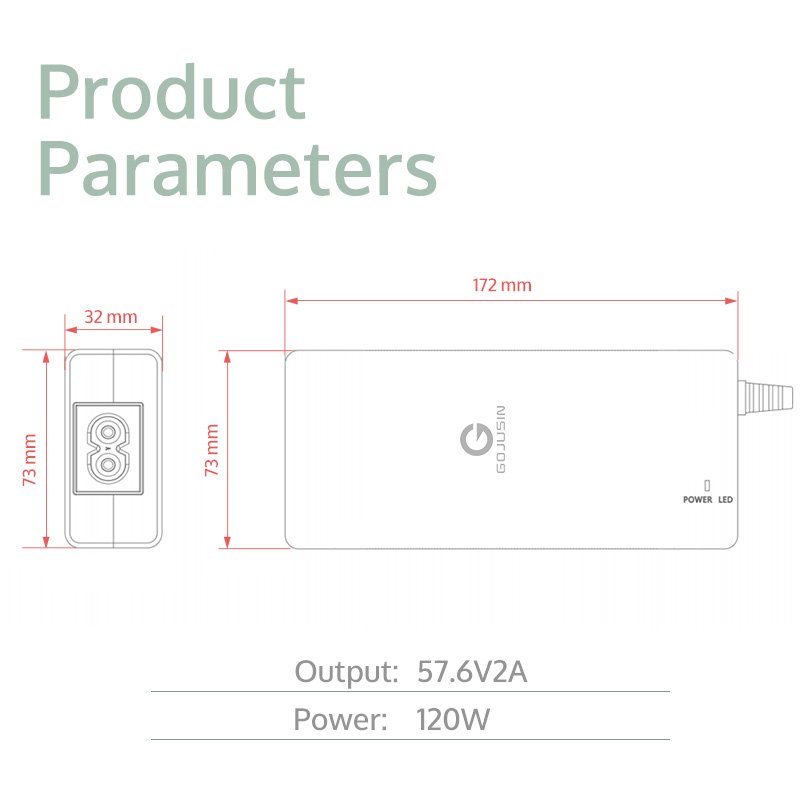 Factory price 57.6V 2A ebike wheelchair smart charger suitable for 57.6V lead acid battery