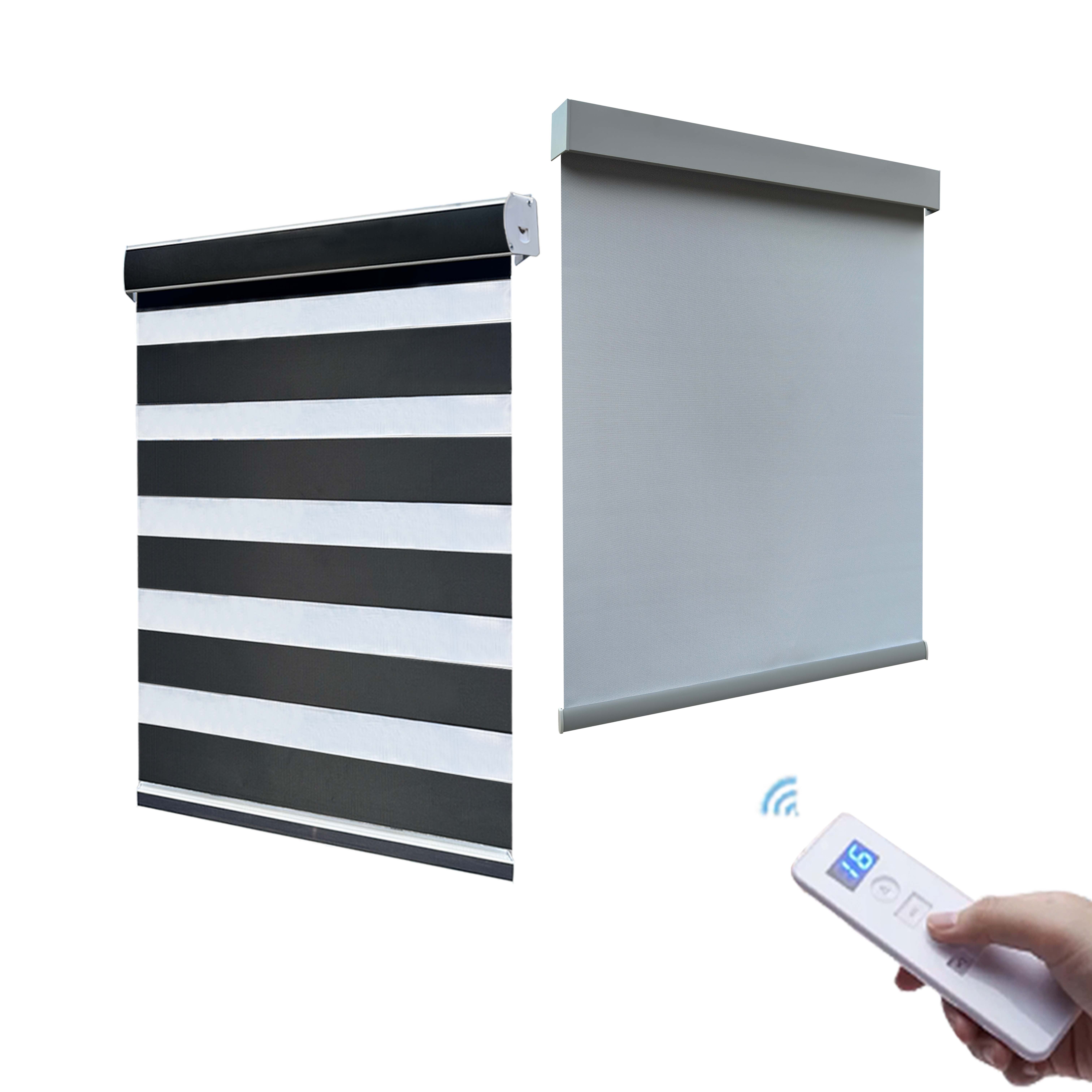 Customized dual sheer motorized automatic electric remote control roller shades blinds windows roller blinds