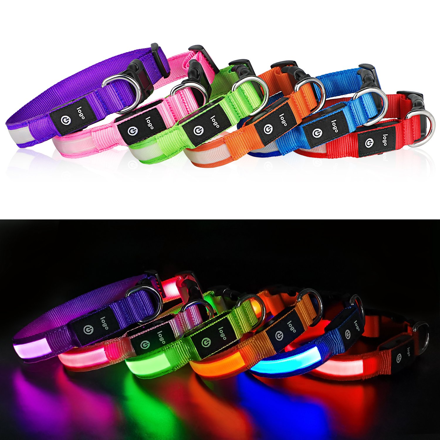 Tize Hot Selling USB Charging LED Colorful Nylon Dog Collar Pet Accessories