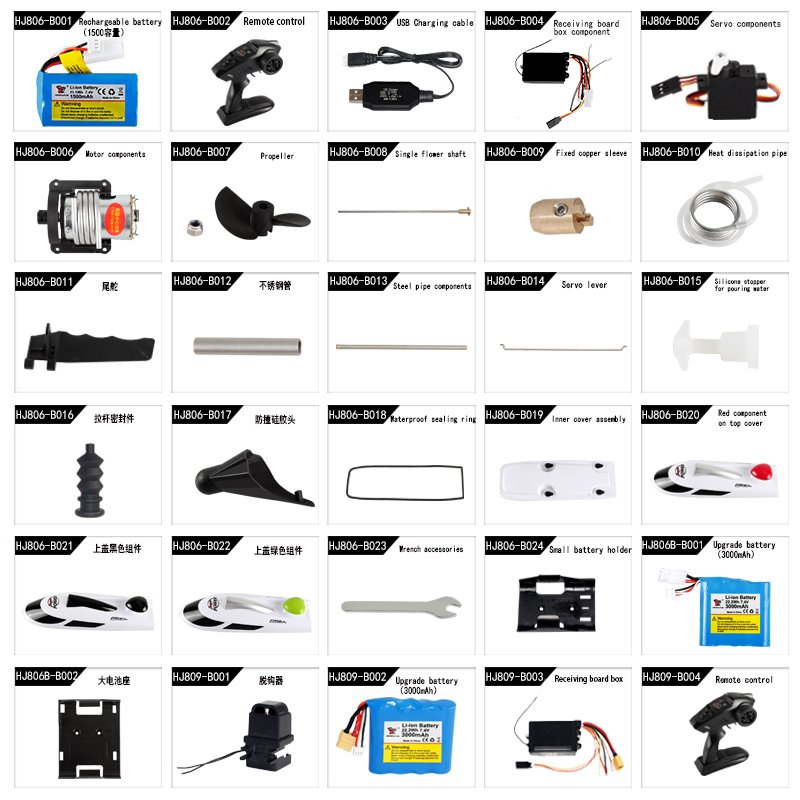 Factory HJ806 806B 809 Accessories Battery Remote Controller USB Charger Use Speedboat Motor Boat Engine Parts