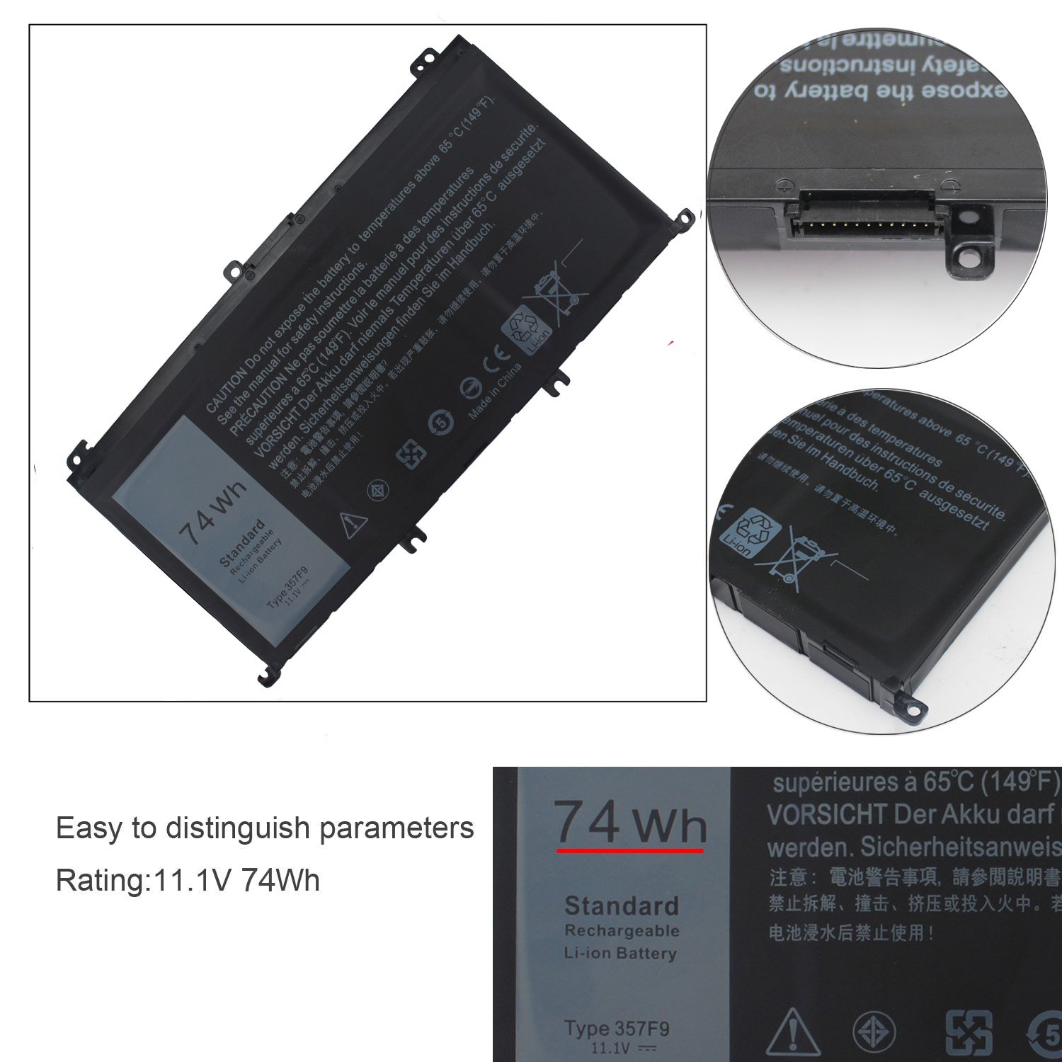 Factory direct sales of high-capacity With technical support 357F9 74WH for dell Laptop Battery