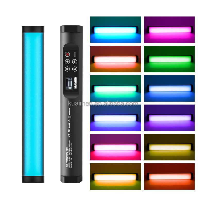 MAMEN Full Color RGB Tube LED Light Portable Handheld LED Photography Tube Light Stick RGB Bi color Video Light