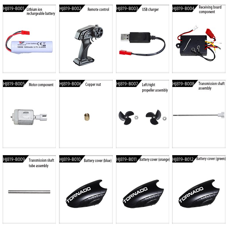 Factory HJ819 Motor 1200mAh Battery Remote Controller Parts Electric Conversion Kit RC Speed Boat Accessories For Boats
