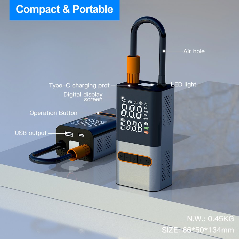New Wireless car air pump compressor for car digital tire tyre inflators mini portable rechargeable battery cordless