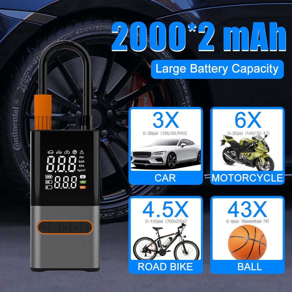 New Wireless car air pump compressor for car digital tire tyre inflators mini portable rechargeable battery cordless