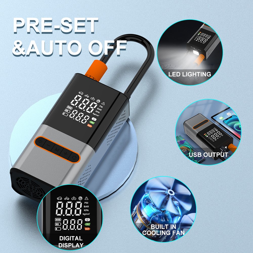 New Wireless car air pump compressor for car digital tire tyre inflators mini portable rechargeable battery cordless