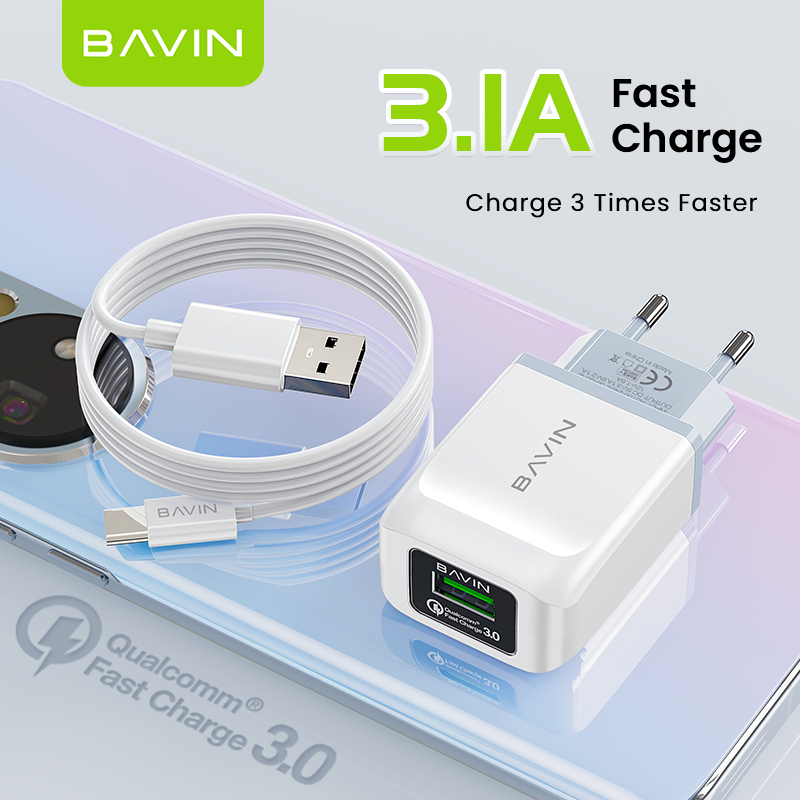 BAVIN PC388Y wholesale qc3.0 fcp afc 3.1A eu usb wall mobile cell phone fast charging charger