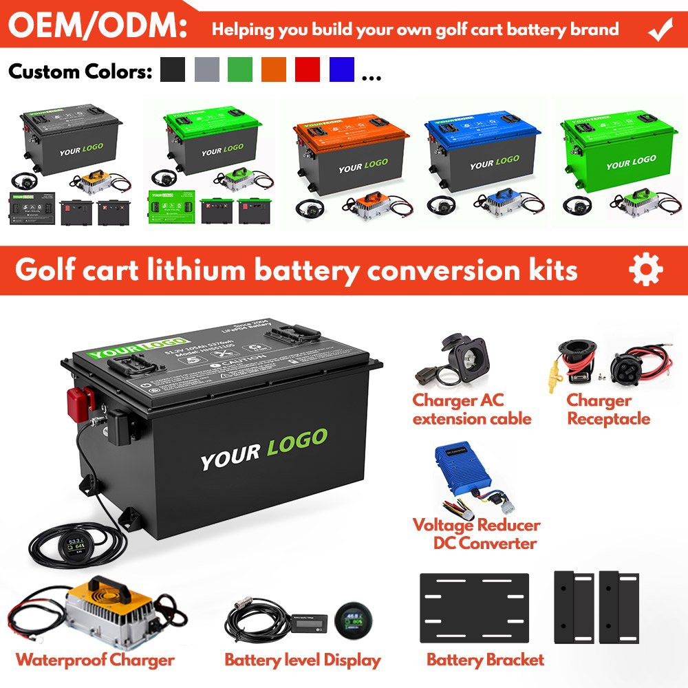 HHS Lifepo4 golf cart battery 36v 48v 72v 72ah 100ah 105ah 160ah 200ah golf cart lithium battery conversion kits with charger