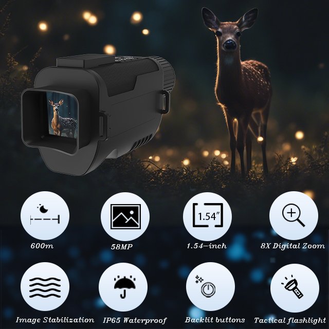 600meter Night Vision Distance 8X Zoom 4K Infrared NVG Helmet Monocular Hunting Night Vision Goggles Scopes & Accessories