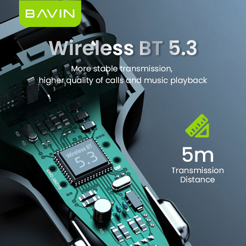 BAVIN PC2013 5V 3.1A voltage display multi-function RGB light car MP3 player usb car charger