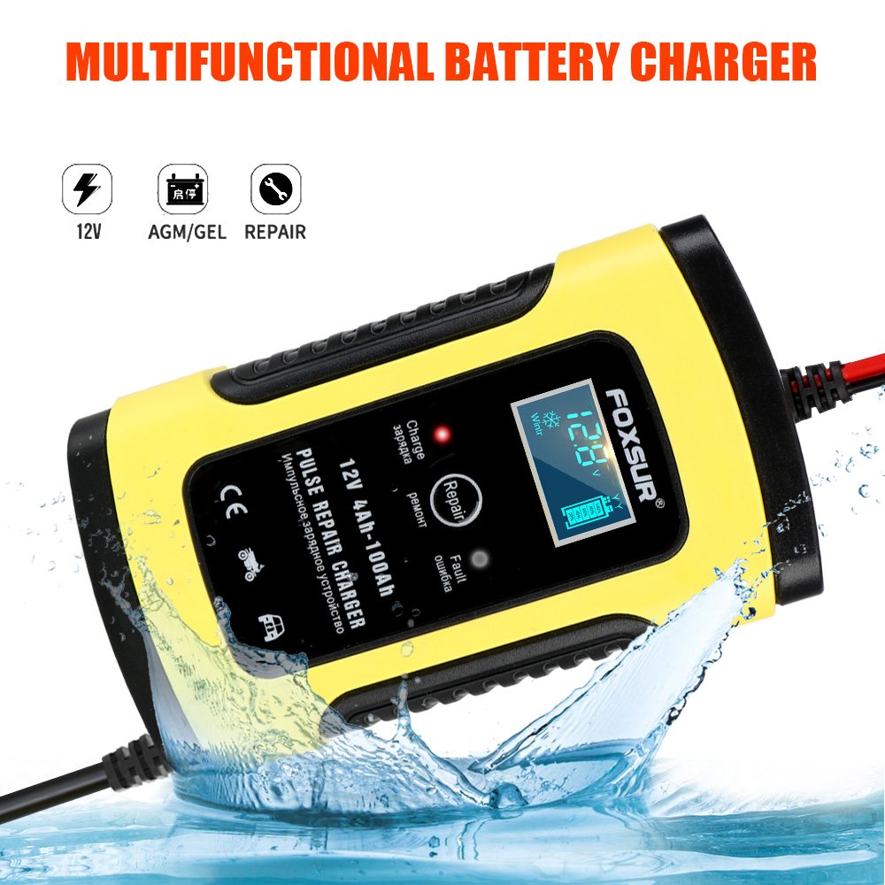 Intelligent Car Motorcycle Battery Charger 12V 6A Digital LCD Display Lead Acid Battery-Chargers For Auto Moto Lead Accessories