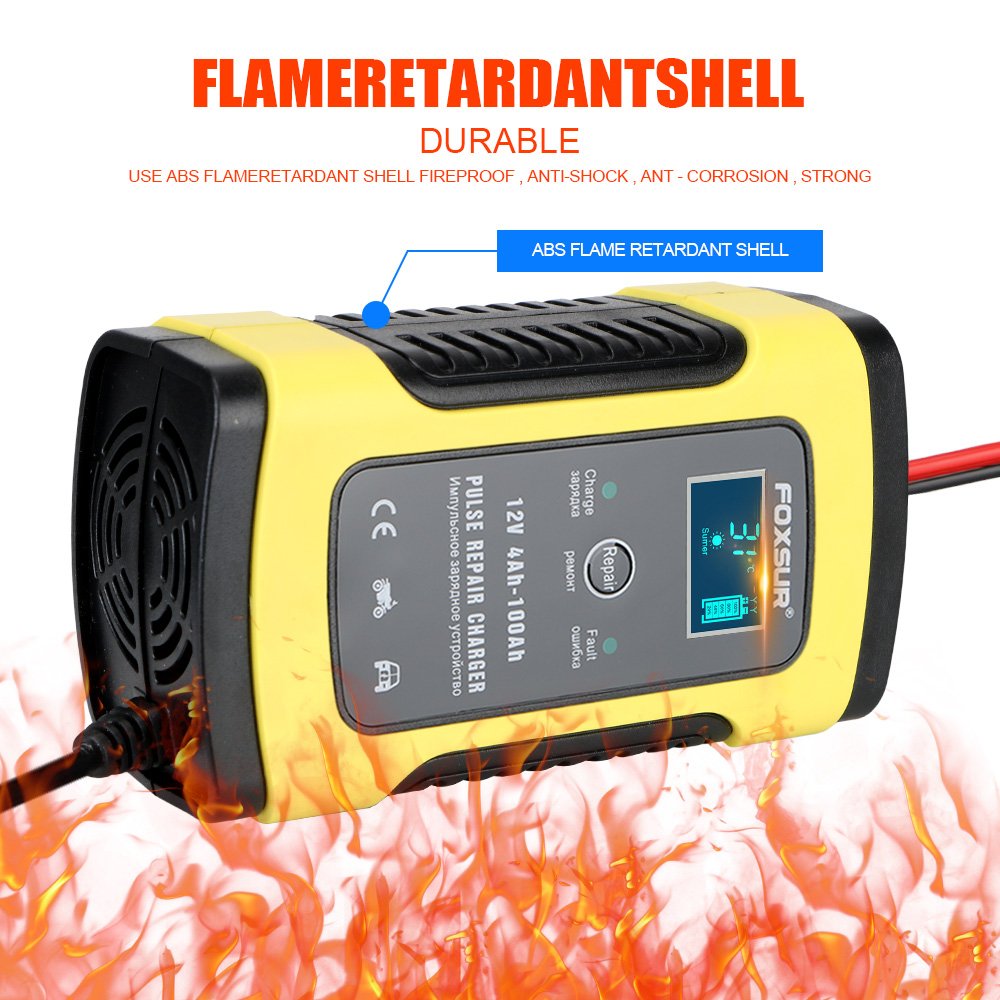 Intelligent Car Motorcycle Battery Charger 12V 6A Digital LCD Display Lead Acid Battery-Chargers For Auto Moto Lead Accessories