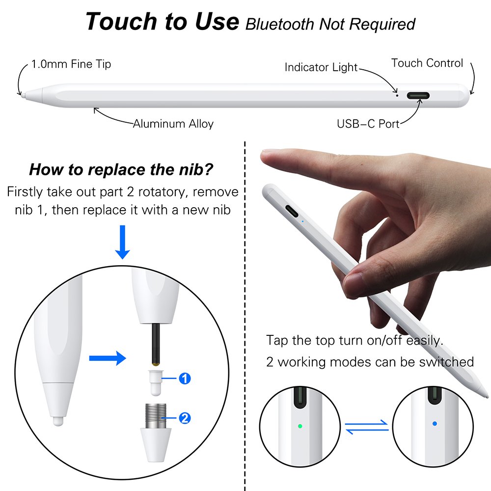 Original High-Performance Anti-Touch Aluminum Alloy Smart Capacitive Active Stylus Pen iPad High-Touch Screen Mobile Accessory