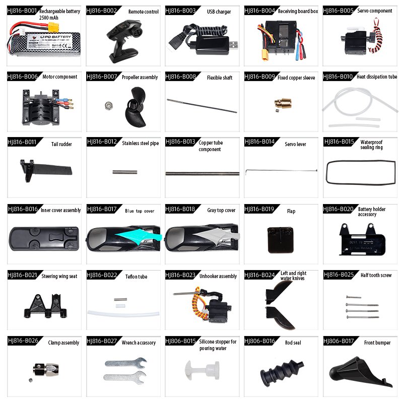 Factory Battery Steering Gear Receiver Box RC HJ816/816PRO Electric Jet Motor Remote-Controlled Toy Yacht Accessories Boat