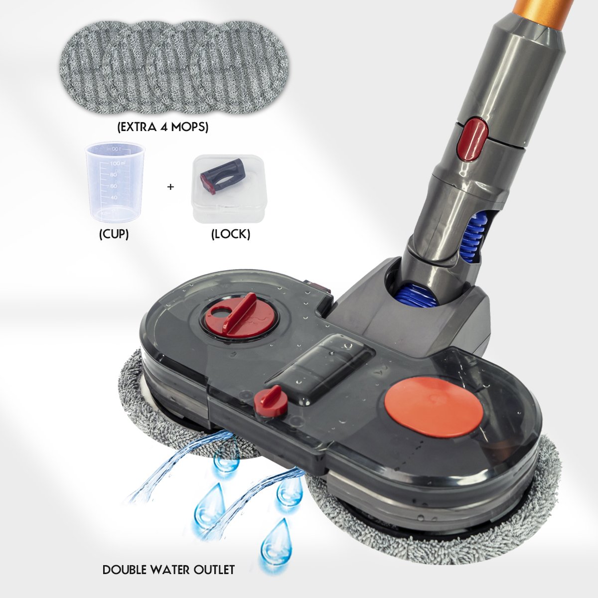 Dual Spin Vacuum Cleaner Mop Head Brush for Dysons V7 V8 V10 V11 V15 Electric Vacuum Cleaner Brush Part Accessory Water tank