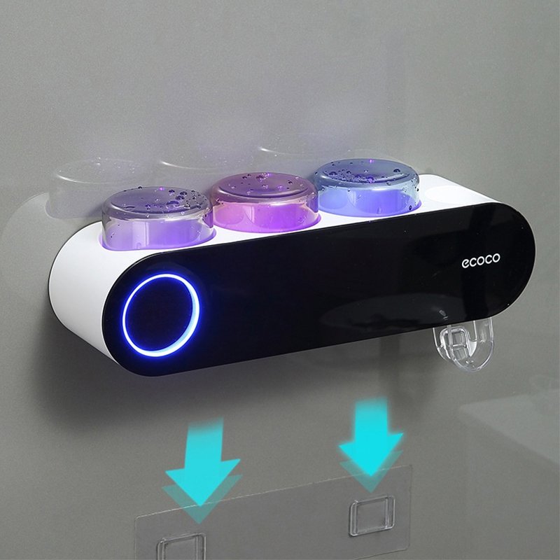 Toothbrush holder, magnetic suction cup holder automatic toothpaste dispenser wall mounted bathroom accessory