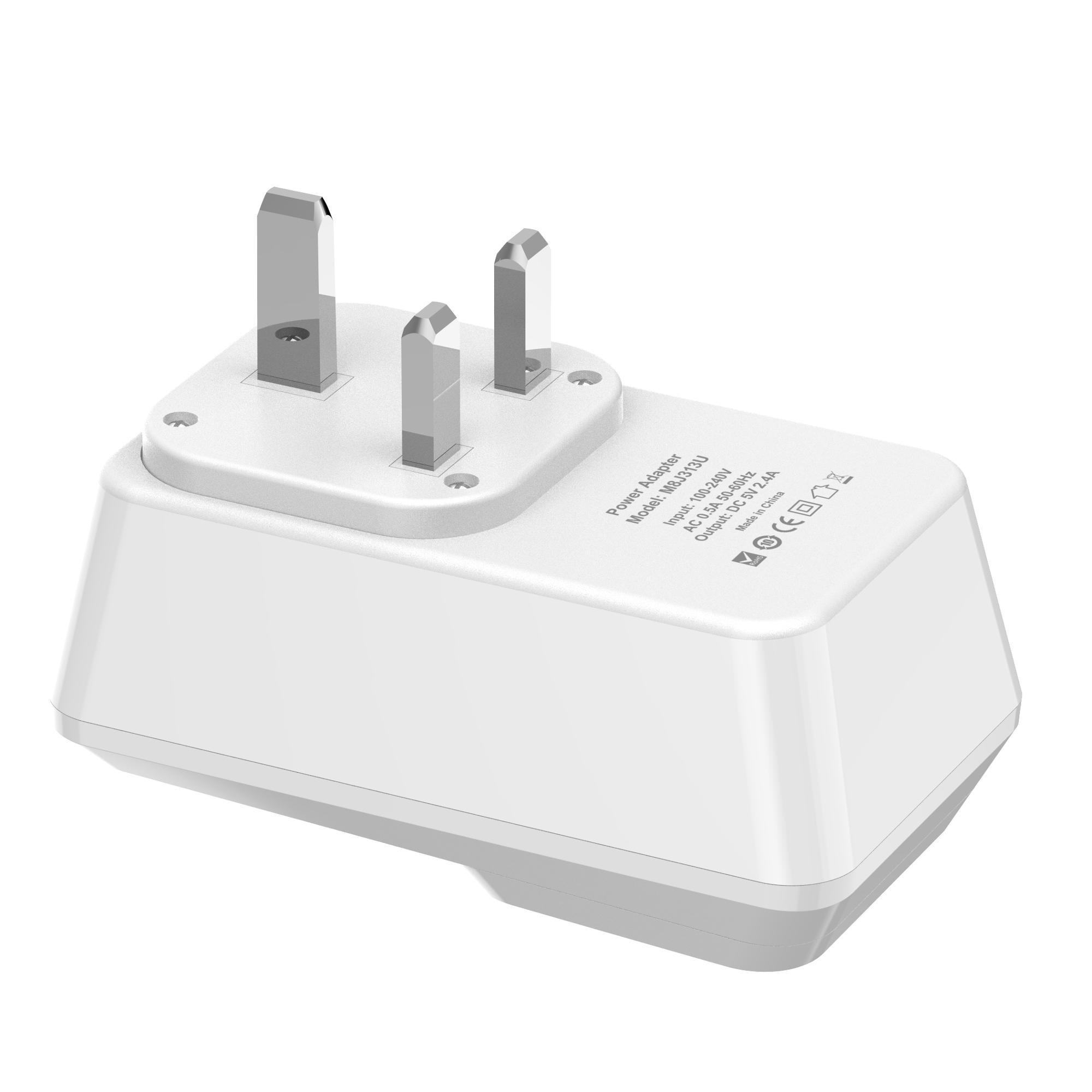 Accessories in bulk EU/UK adapter wall charger plug socket with double cell phone charging station usb-c &usb port timer charger