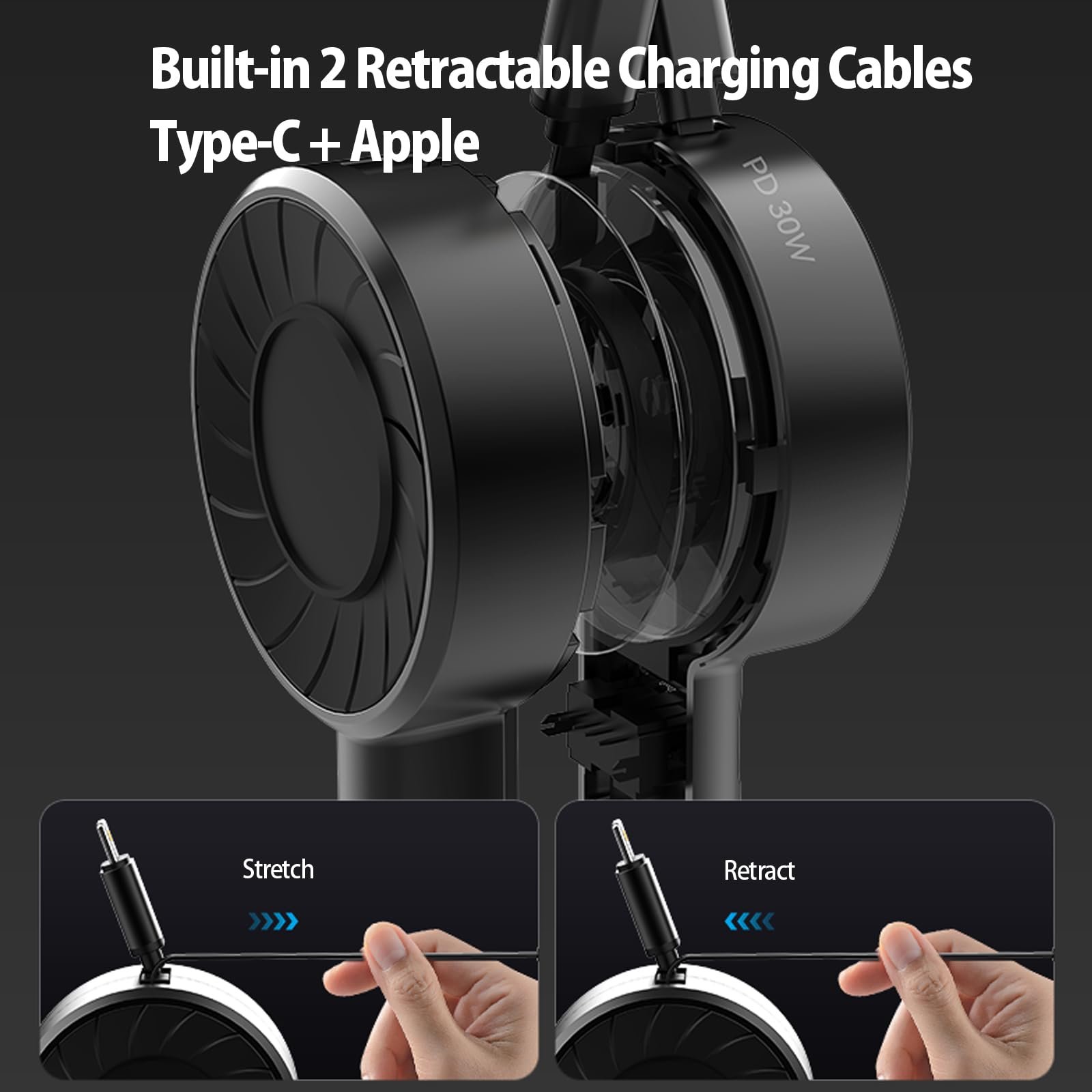 SHKL Wholesale Portable Retractable Car Charger 30W Fast Charging Cables USB Type C Adapter Port Cord Accessories For Phone