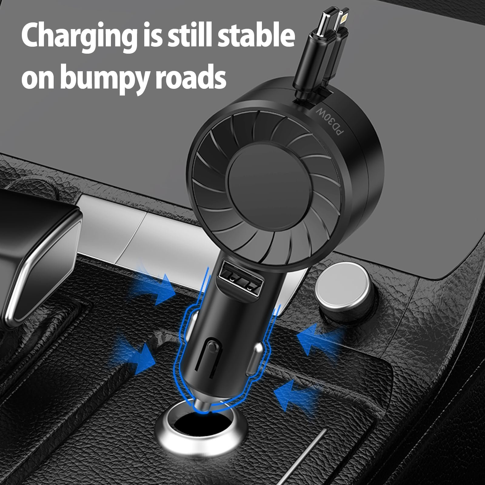 SHKL Wholesale Portable Retractable Car Charger 30W Fast Charging Cables USB Type C Adapter Port Cord Accessories For Phone