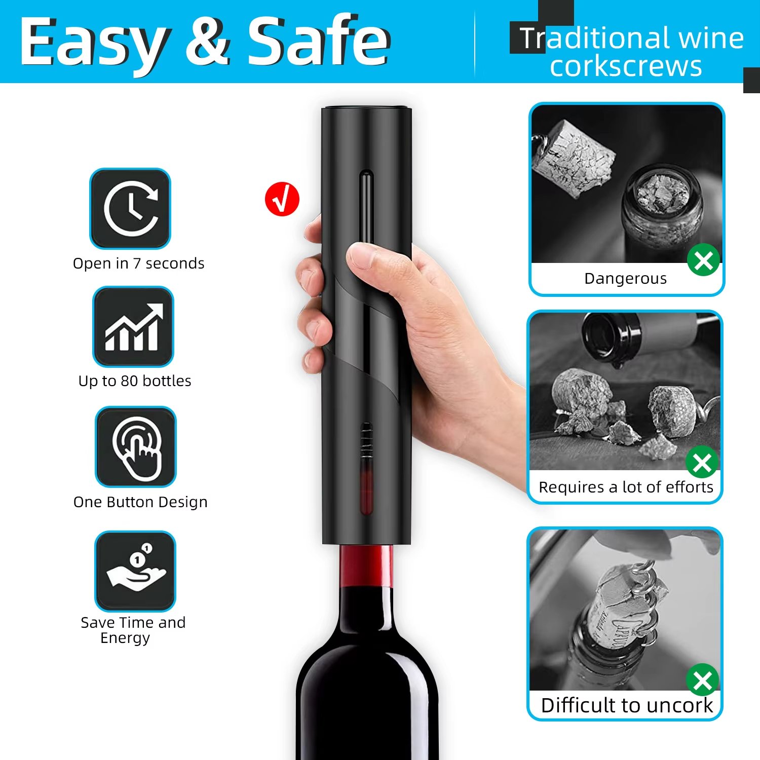 Automatic Electric Wine Openers for Beer USB Rechargeable Beer Bottle Openers Corkscrew Wine Beer Cap Opener Kitchen Accessories