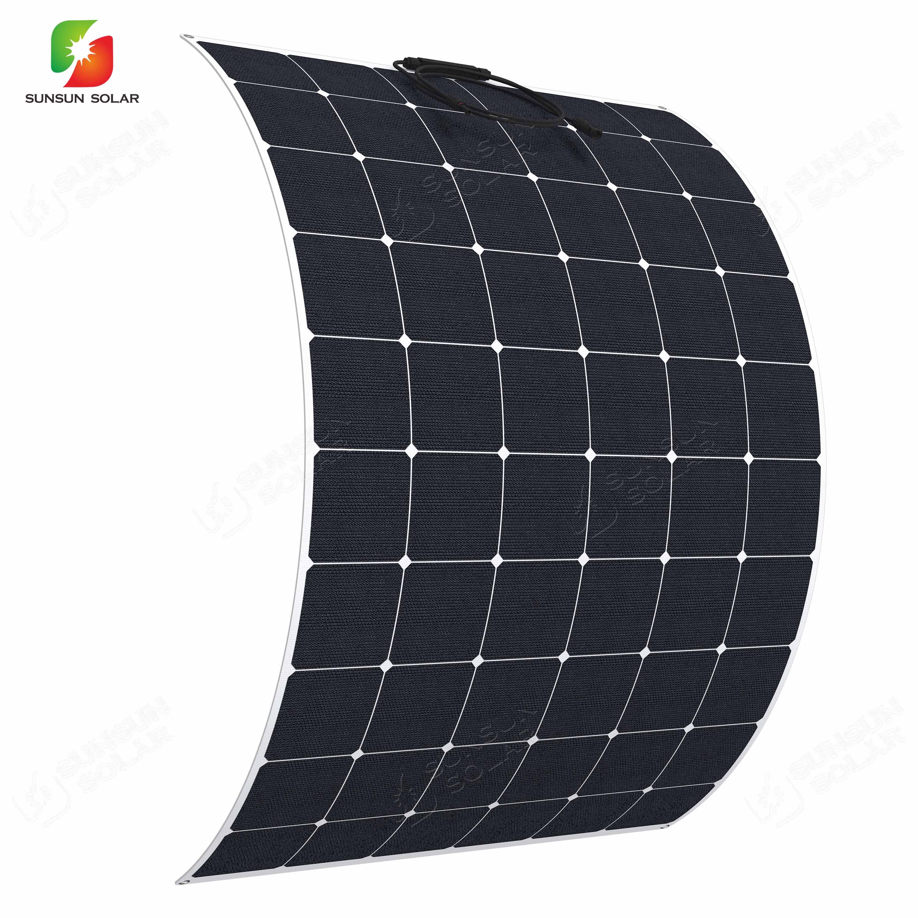 Photovoltaic Silicon Full Black Flexible Solar Panel Frameless Sunpower Panel Flexible Paneles Solares Kit De 1500w For Rv Boat