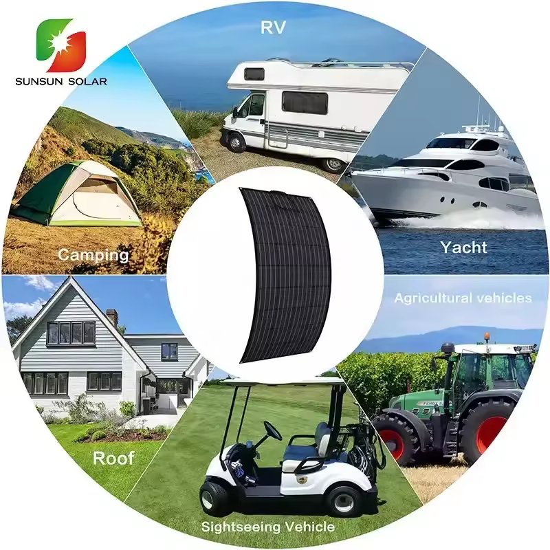 Photovoltaic Silicon Full Black Flexible Solar Panel Frameless Sunpower Panel Flexible Paneles Solares Kit De 1500w For Rv Boat