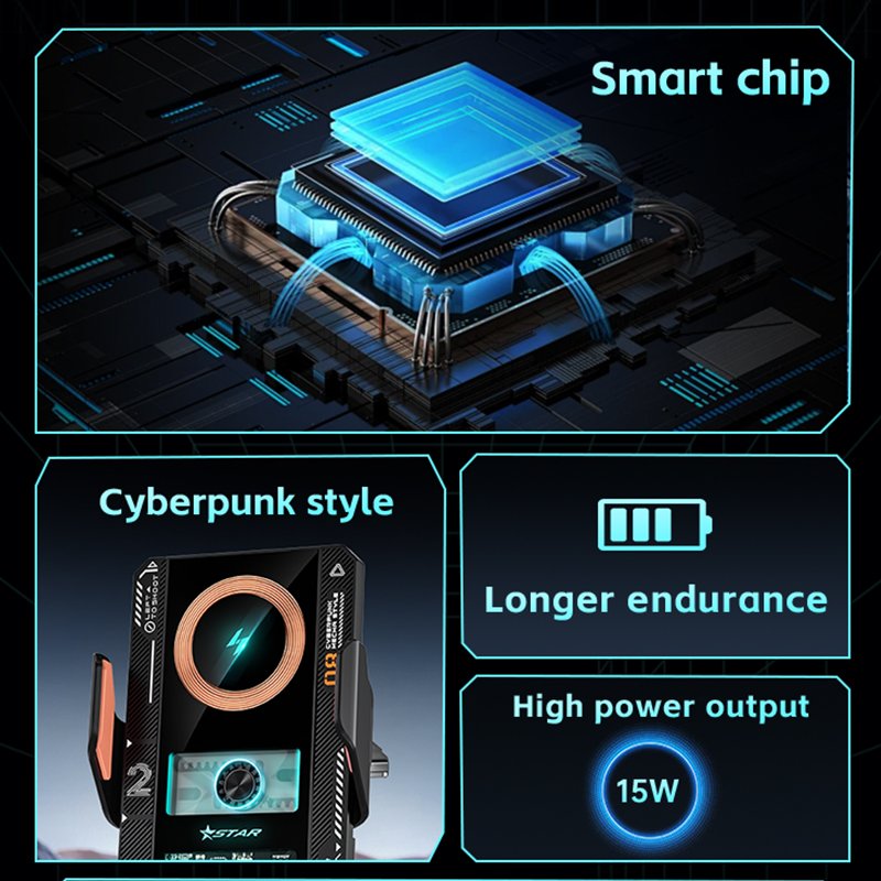 2024 New Products Smart Sensor Car Wireless Charger 15W Qi Fast Charging Phone Holder Transparent Design Dropshipping 2024 New