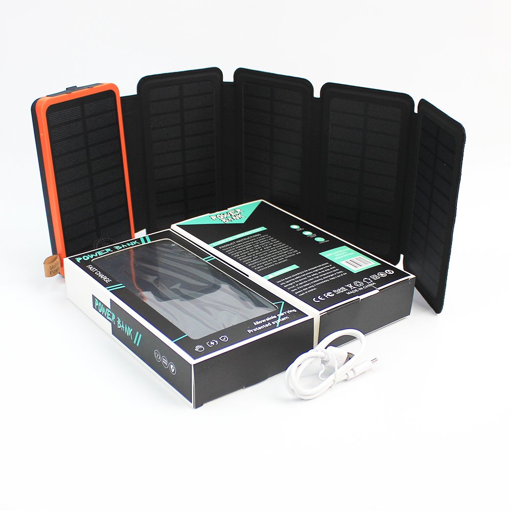High-Capacity 4Section Mobile Accessories Phone 30000mAh Folding Solar Power Bank Solar Powerbank Panels Charging 20000mAh 10000