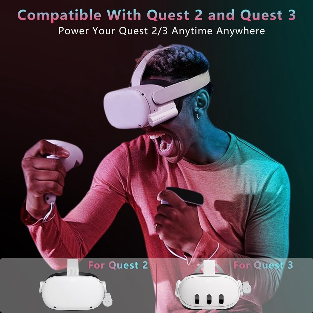 Universal Battery Pack for Meta Quest 3s/3/2 Fast 18W 5000mAh Head Strap Power bank Charger for Oculus Quest 3S VR Accessories