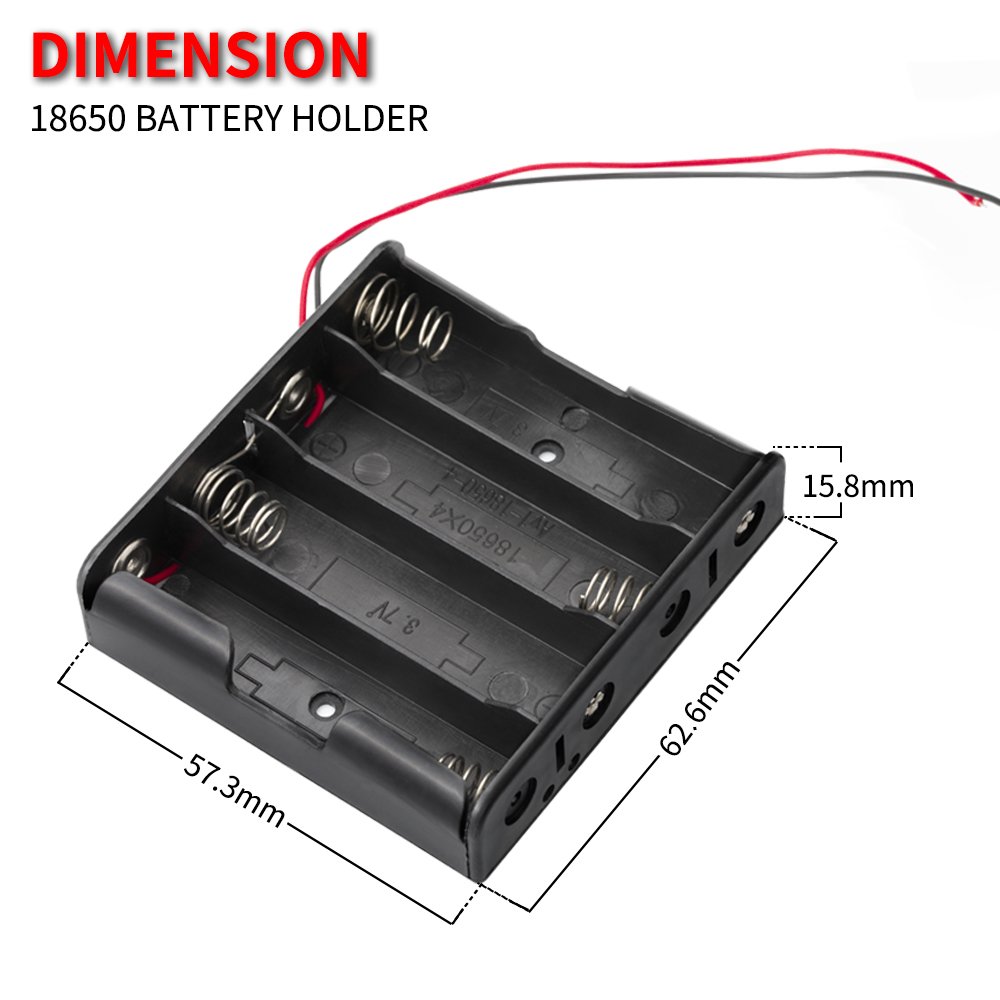 Holder Battery 18650 Series 4 Cells 3.7V Lithium Ion Battery Holder with Wire