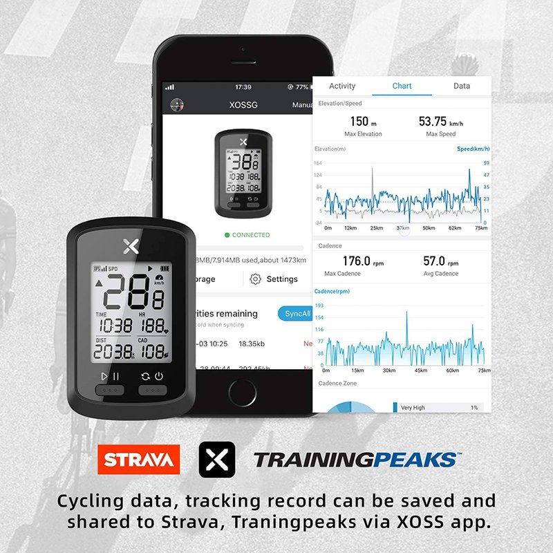 XOSS G+ GPS Wireless Waterproof ANT+ Automatic Backlight Speedometer Odometer Bike Computer with Mount Bicycle Accessories